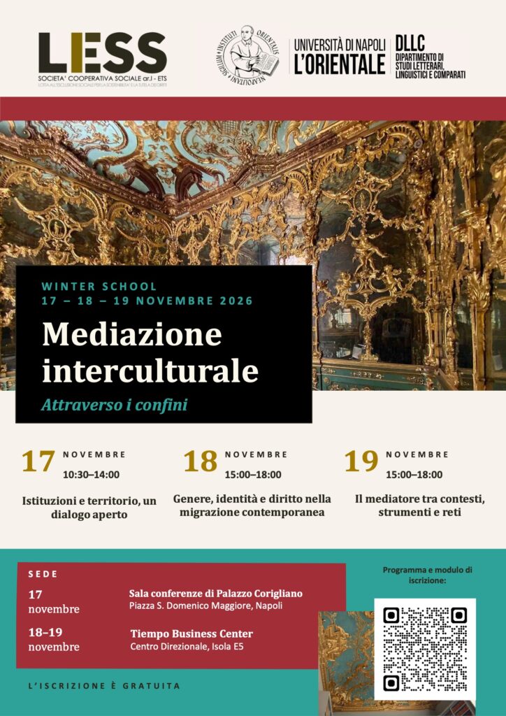 Locandina Winter School 2026 – Mediazione interculturale. Attraverso i confini